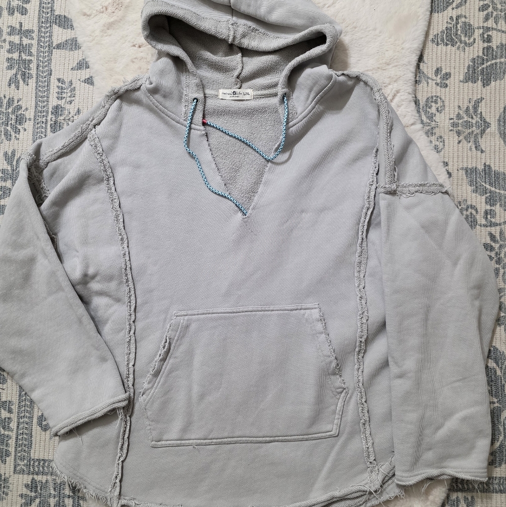 NATURAL LIFE Grey Oversized Long Sleeve Hoodie V Neck L/XL - Picture 7 of 11